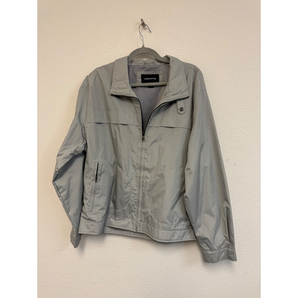 London Fog Men's Large Gray Lightweight Full Zip Jacket Mesh Lined